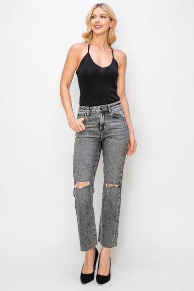 Next Level RISEN Distressed Straight Jeans - Cheeky Chic Boutique