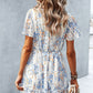 Printed Flutter Sleeve V-Neck Dress - Cheeky Chic Boutique