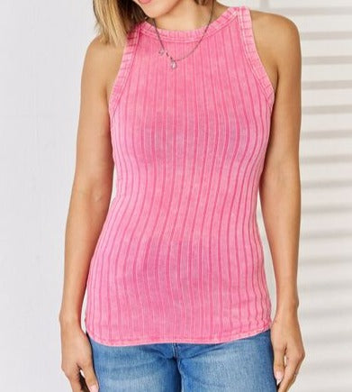 Pink Era Ribbed Washed Tank - Cheeky Chic Boutique