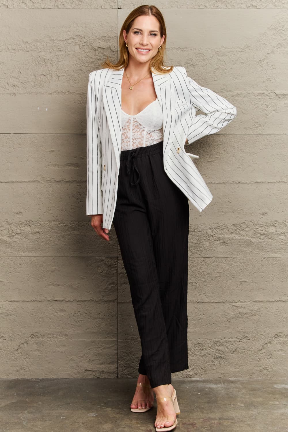 Motivate Me Striped Blazer - Cheeky Chic Boutique