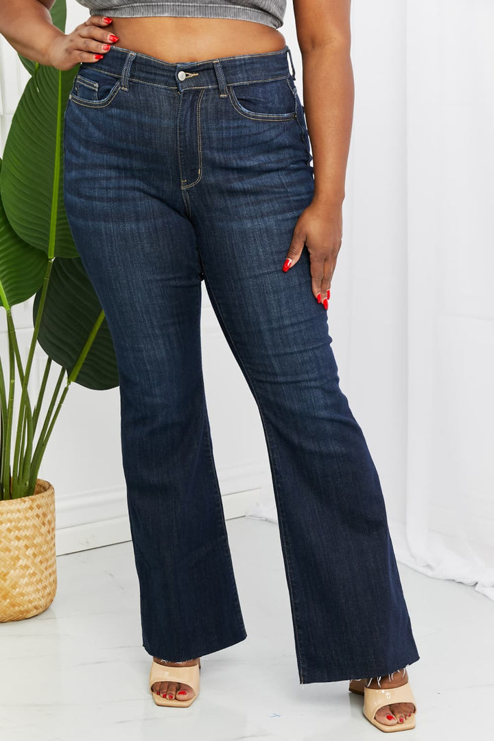 Judy Blue Tiffany Full Size Mid Rise Flare Jeans - Cheeky Chic Boutique