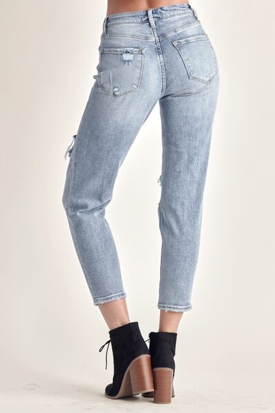 What's The Deal RISEN Distressed Slim Jeans - Cheeky Chic Boutique