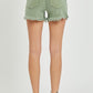 RISEN Mid Waist Frayed Hem Denim Shorts - Cheeky Chic Boutique