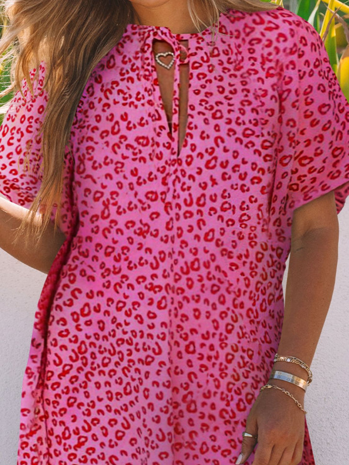 PRE-ORDER Leopard Print Tie Neck Dress - Cheeky Chic Boutique