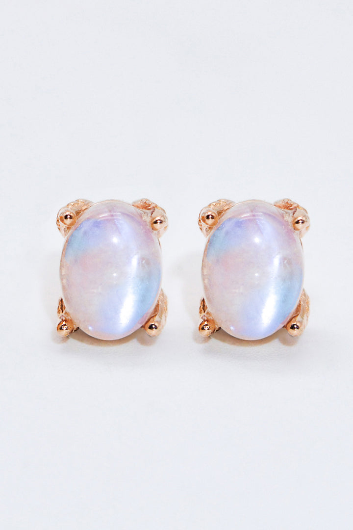 Natural Moonstone 4-Prong Stud Earrings - Cheeky Chic Boutique