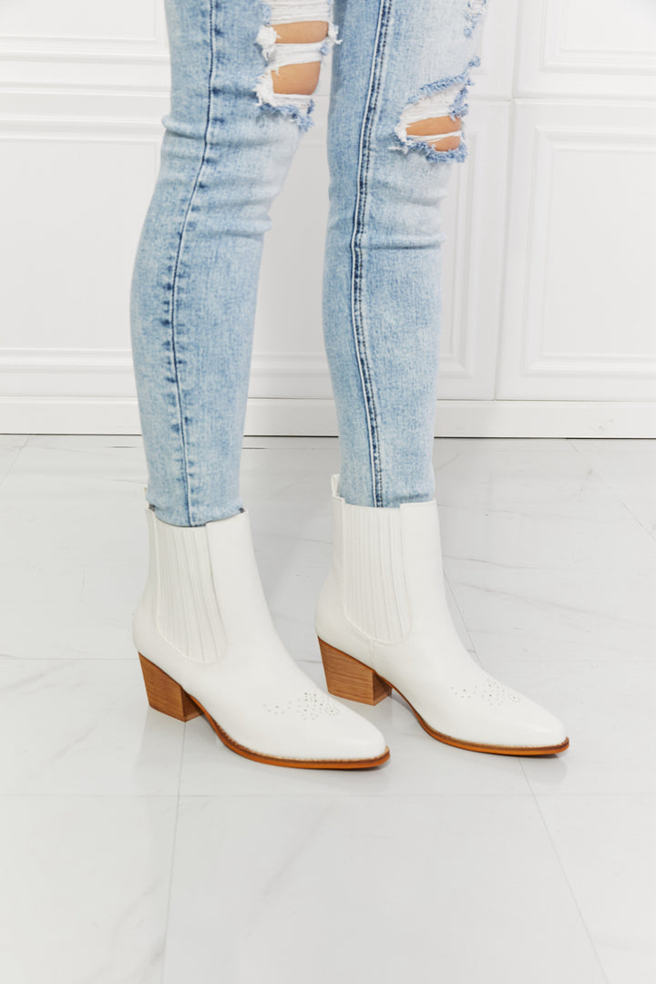 MMShoes Love the Journey Stacked Heel Chelsea Boot in White - Cheeky Chic Boutique