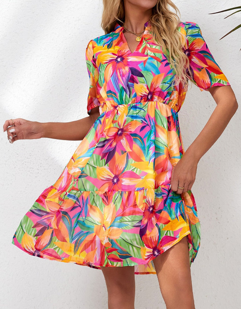 Tropical Jungle Floral Mini Dress - Cheeky Chic Boutique