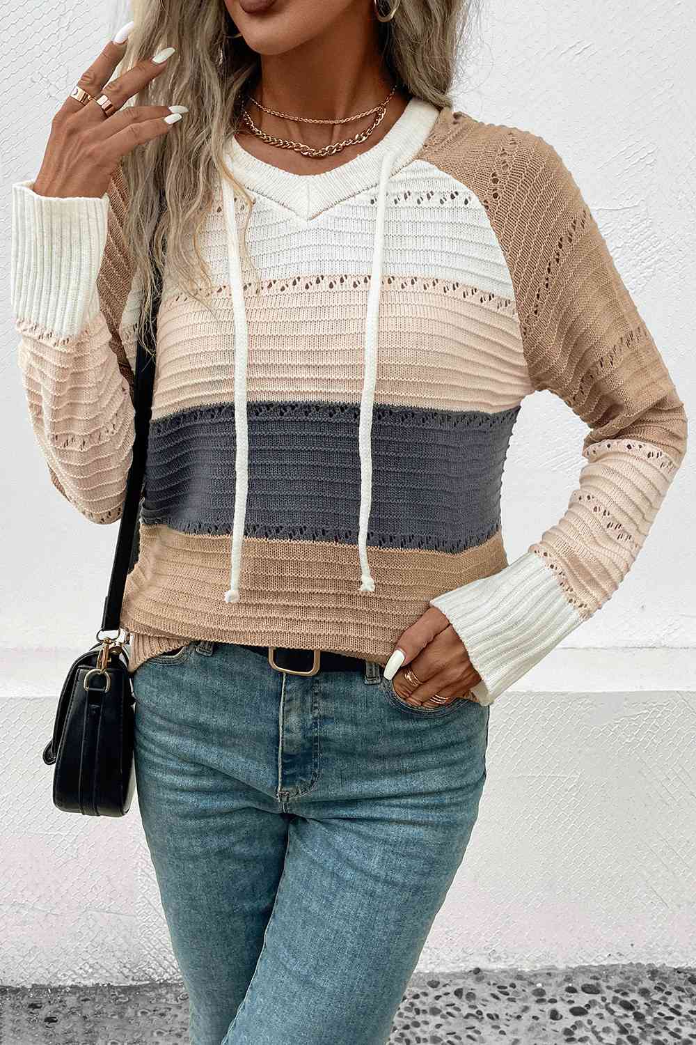 Swiss Coffee Hooded Sweater - Cheeky Chic Boutique