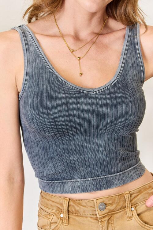 Once in A While Ash Ribbed Tank - Cheeky Chic Boutique