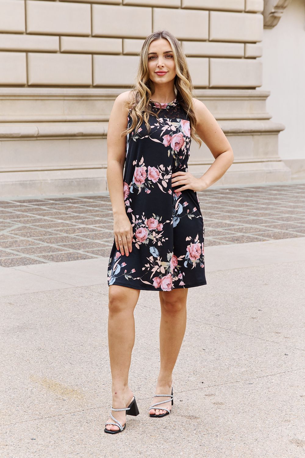 On A Journey Floral Lace Detail Sleeveless Mini Dress - Cheeky Chic Boutique