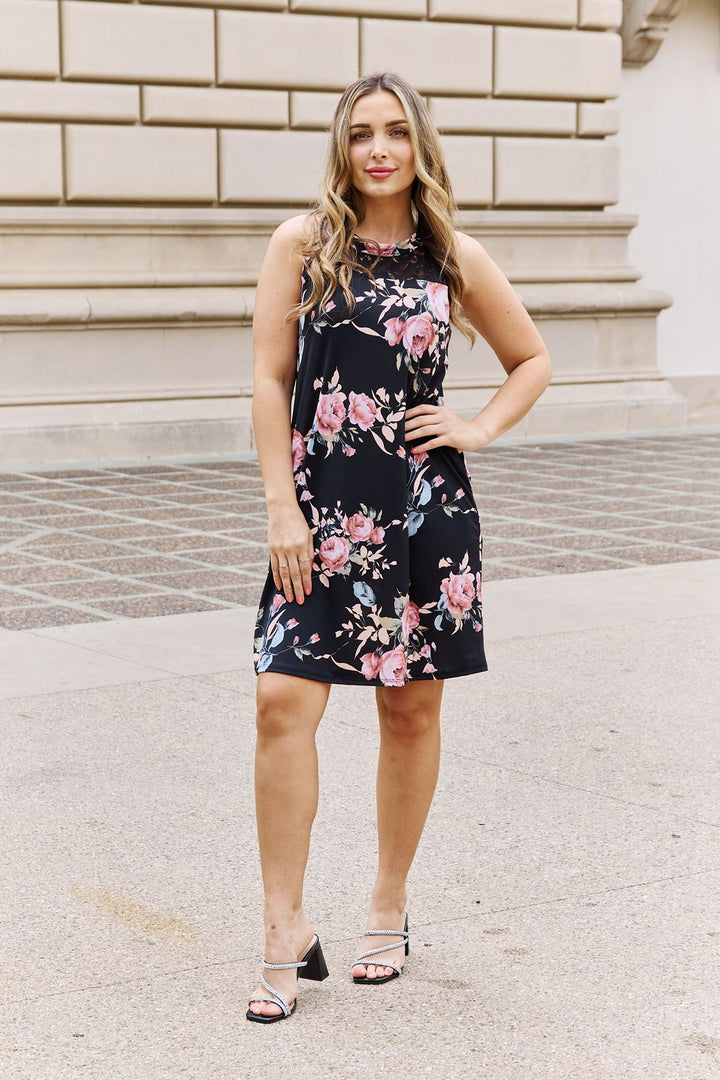 On A Journey Floral Lace Detail Sleeveless Mini Dress - Cheeky Chic Boutique
