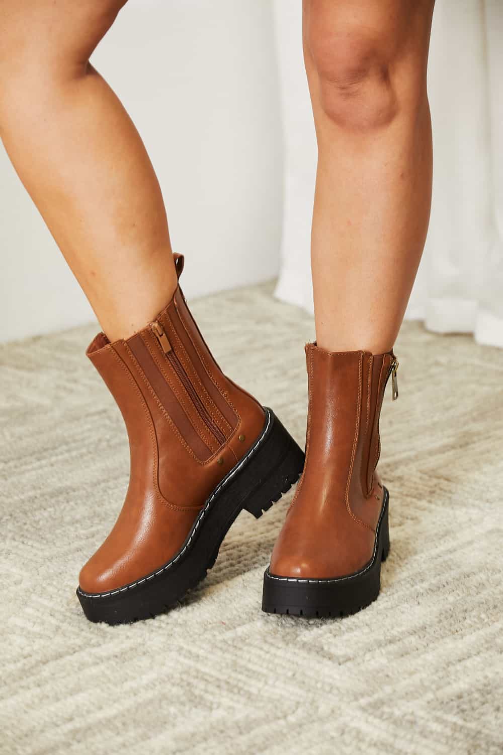 Forever Link Side Zip Platform Boots - Cheeky Chic Boutique