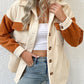 Contrast Button-Up Fleece Jacket - Cheeky Chic Boutique