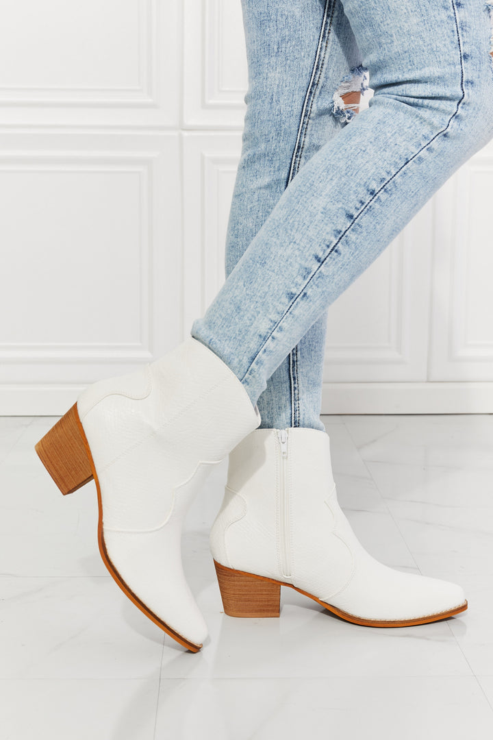 MMShoes Watertower Town Faux Leather Western Ankle Boots in White - Cheeky Chic Boutique