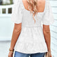 Smocked Square Neck Babydoll Blouse - Cheeky Chic Boutique