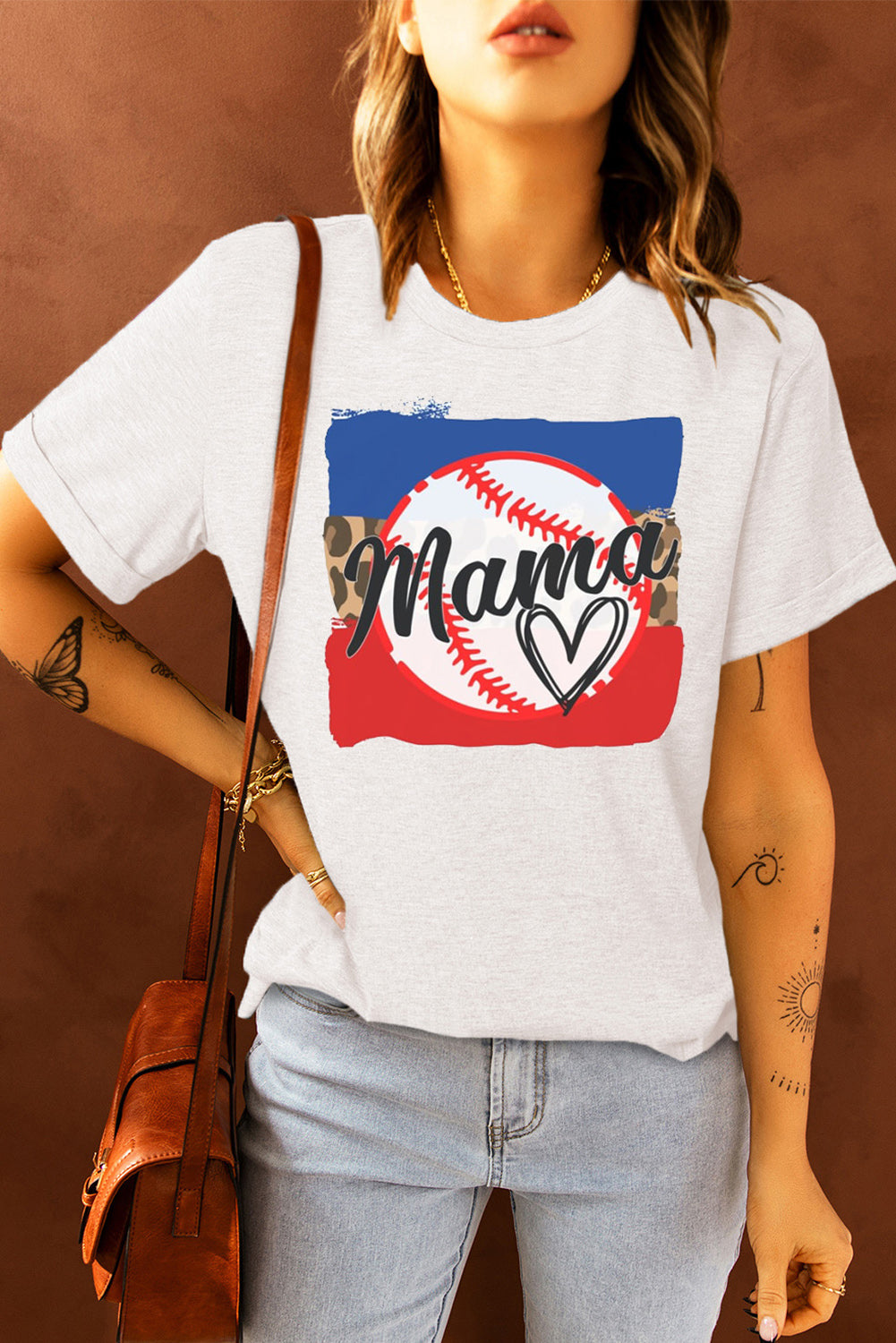 MAMA Heart Graphic Round Neck T-Shirt - Cheeky Chic Boutique