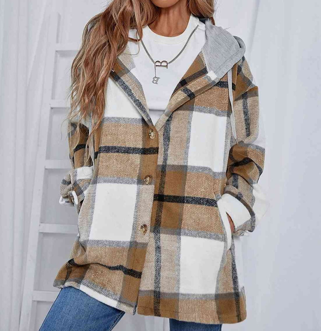 Never Say Never Plaid Hooded Jacket - Cheeky Chic Boutique