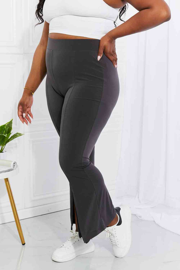 Zenana Full Size First Class High Rise Slit Flare Pants - Cheeky Chic Boutique