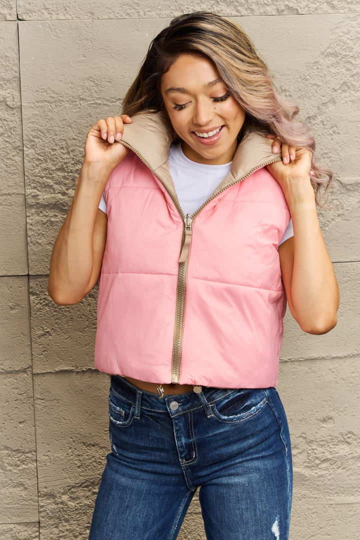Macaroon Reversible Puffer Vest - Cheeky Chic Boutique