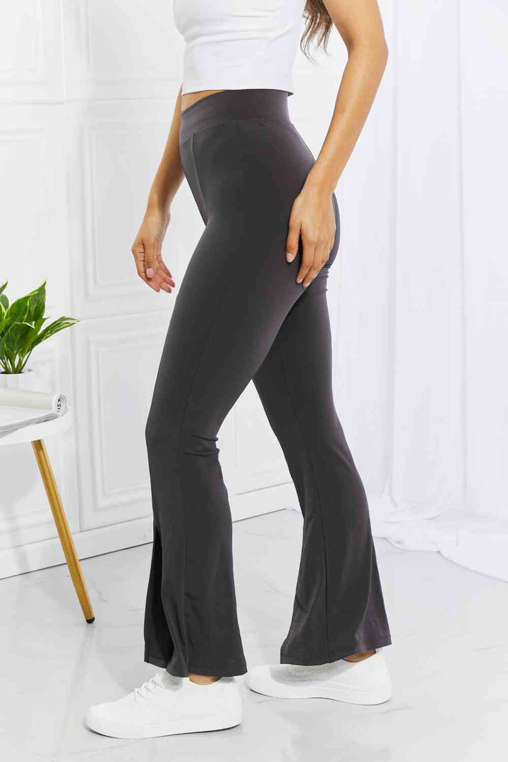 Zenana Full Size First Class High Rise Slit Flare Pants - Cheeky Chic Boutique