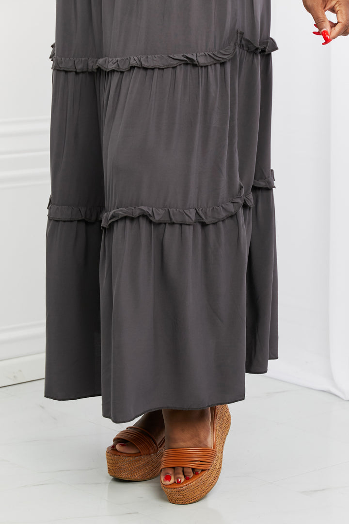 Zenana Summer Days Full Size Ruffled Maxi Skirt in Ash Grey - Cheeky Chic Boutique