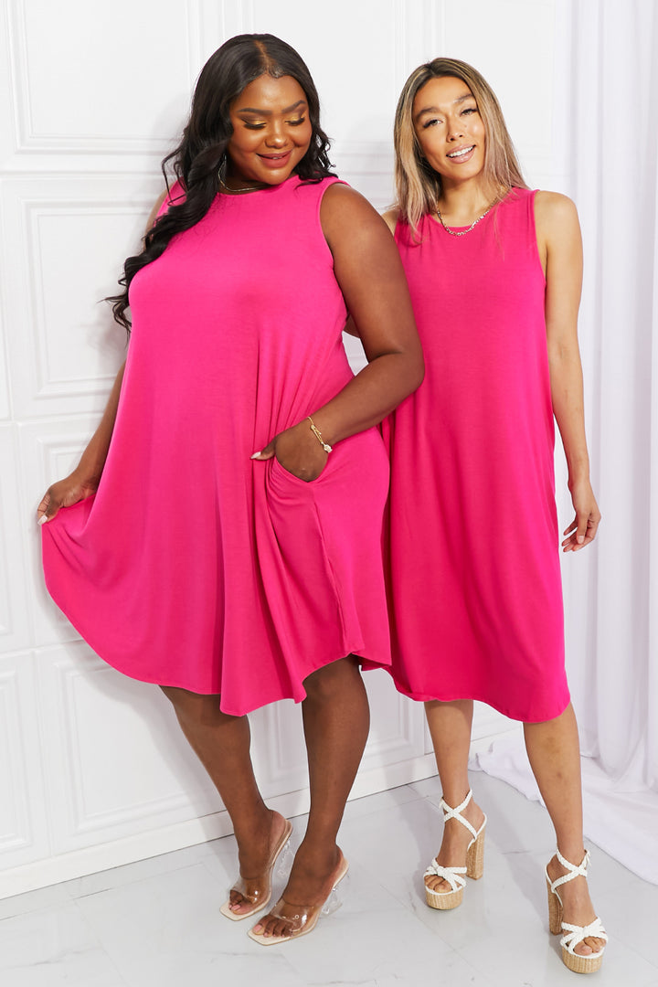 Zenana Full Size Still In Love Sleeveless Midi Dress - Cheeky Chic Boutique
