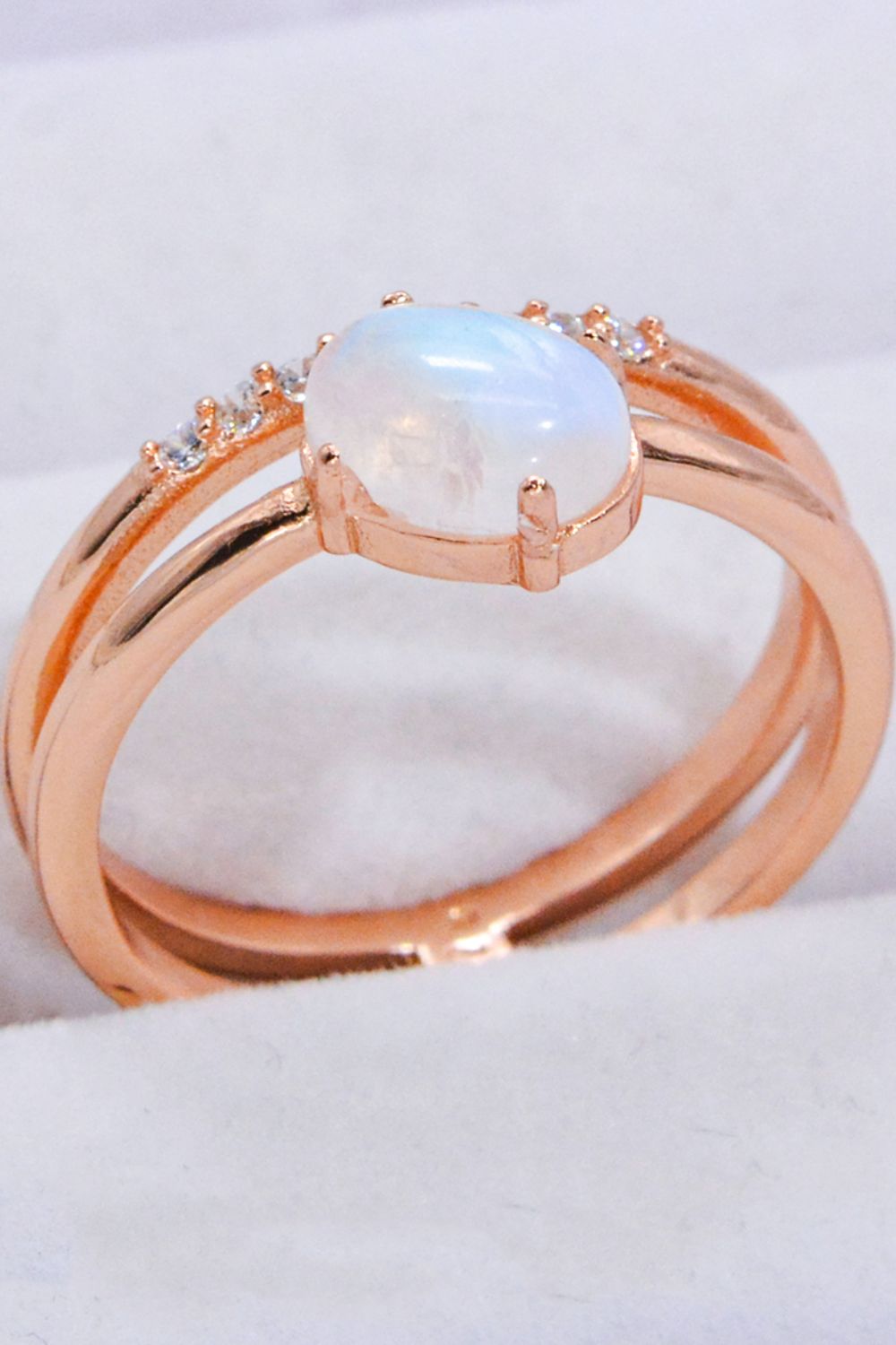 Natural Moonstone and Zircon Double-Layered Ring - Cheeky Chic Boutique