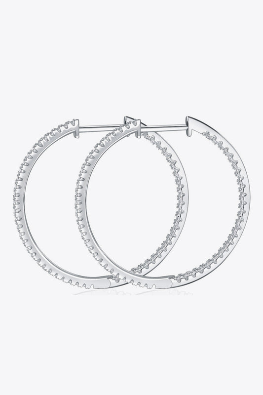 Inlaid Moissanite 925 Sterling Silver Hoop Earrings - Cheeky Chic Boutique