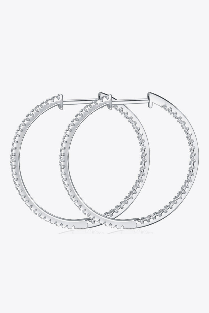 Inlaid Moissanite 925 Sterling Silver Hoop Earrings - Cheeky Chic Boutique