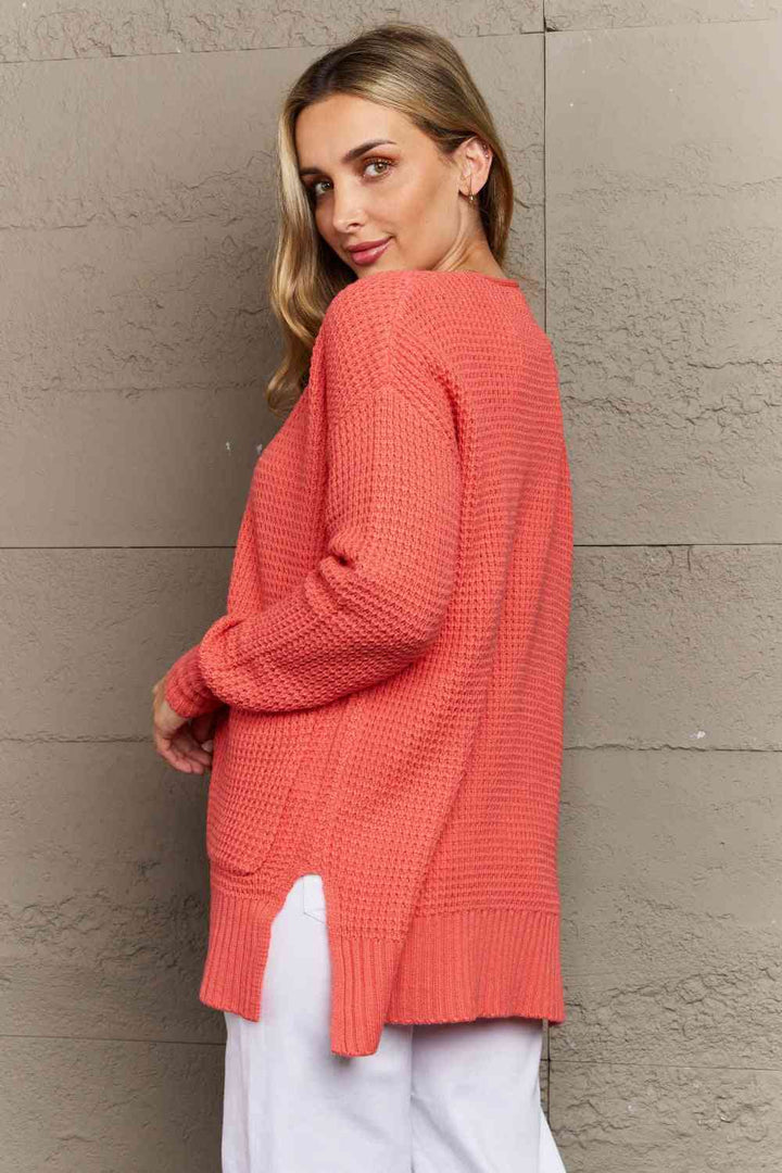 Zenana Bright & Cozy Full Size Waffle Knit Cardigan - Cheeky Chic Boutique