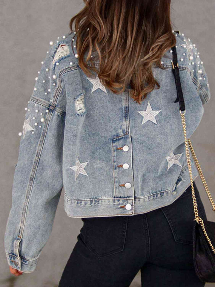 Night Out Pearl Denim Jacket - Cheeky Chic Boutique