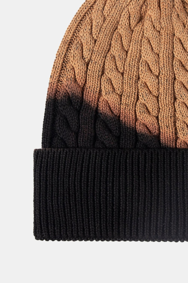 Contrast Tie-Dye Cable-Knit Cuffed Beanie - Cheeky Chic Boutique
