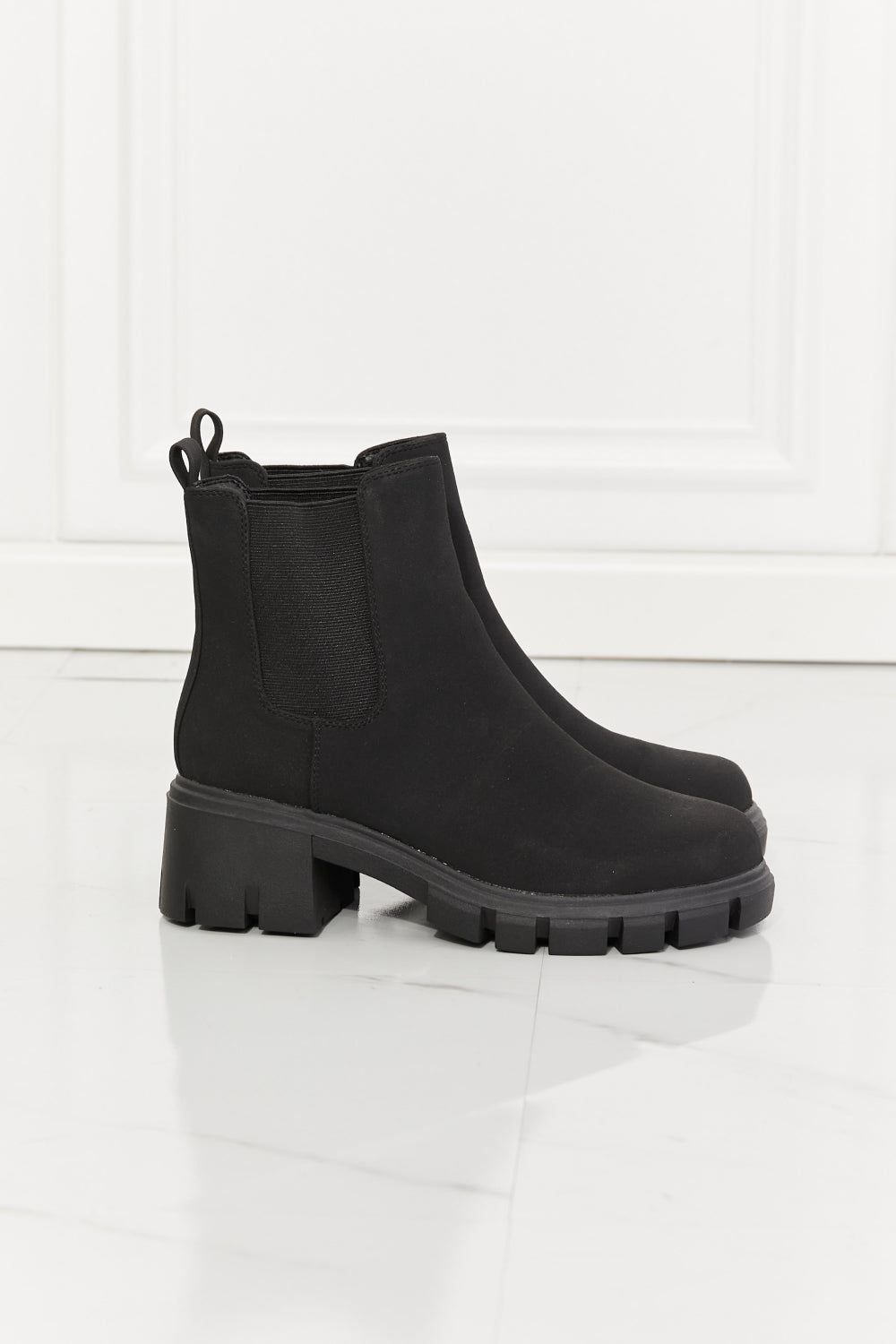 MMShoes Work For It Matte Lug Sole Chelsea Boots in Black - Cheeky Chic Boutique
