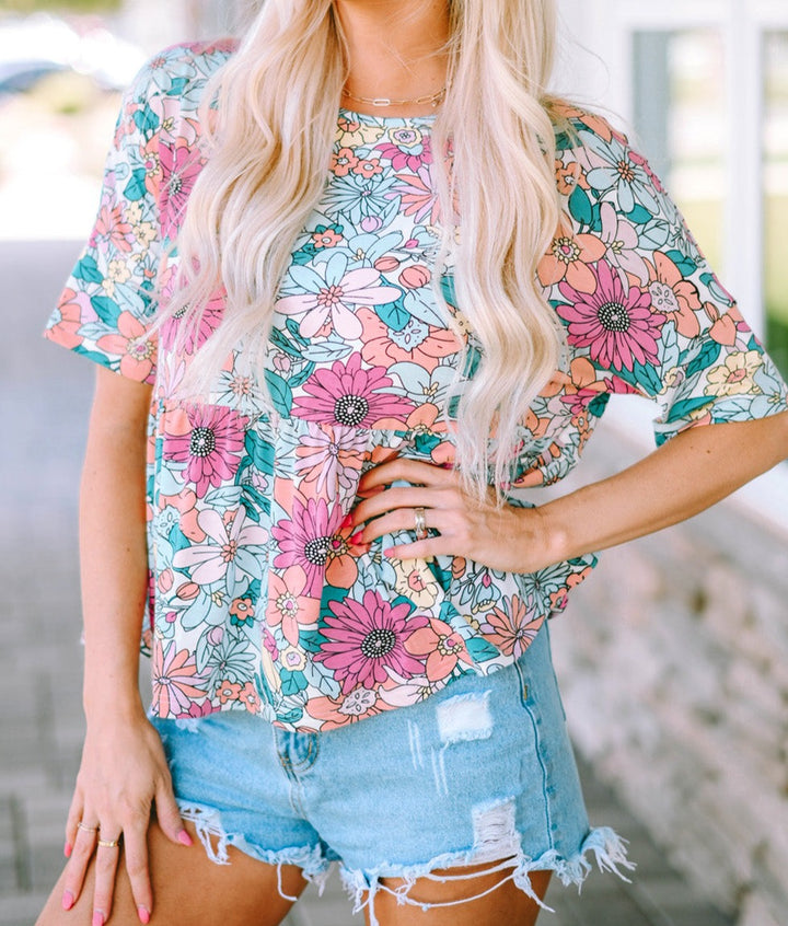 That 70's Girl Floral Babydoll Top - Cheeky Chic Boutique