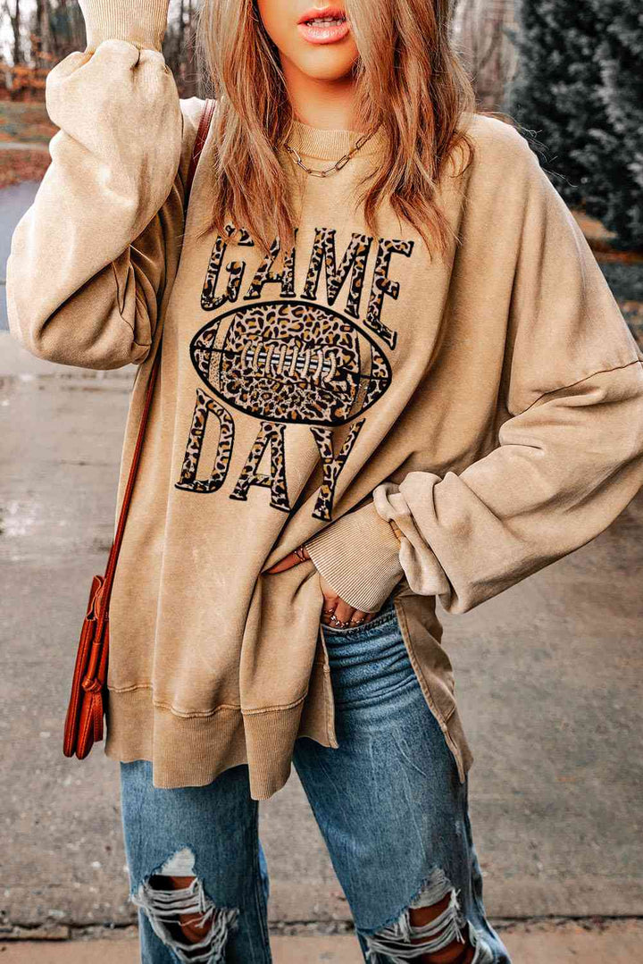 Game Day Leopard Football Graphic Sweatshirt - Cheeky Chic Boutique