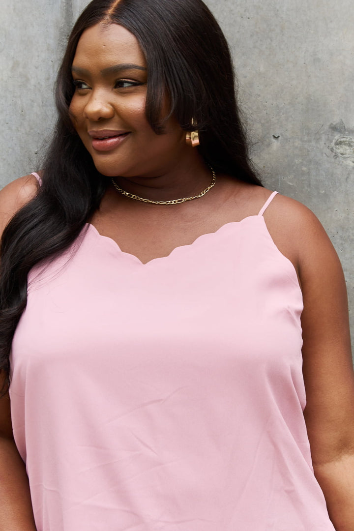 Sweet Lovely By Jen Full Size Scalloped Cami in Rosewood - Cheeky Chic Boutique