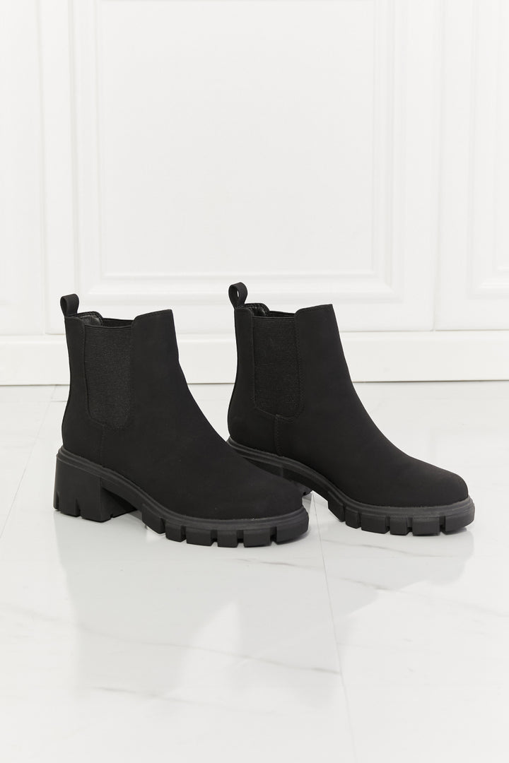 MMShoes Work For It Matte Lug Sole Chelsea Boots in Black - Cheeky Chic Boutique