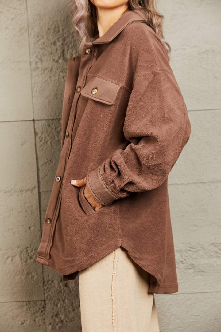 Cozy Girl Coffee Shacket - Cheeky Chic Boutique