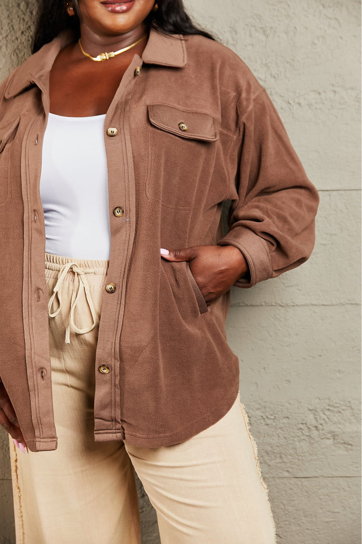 Cozy Girl Coffee Shacket - Cheeky Chic Boutique