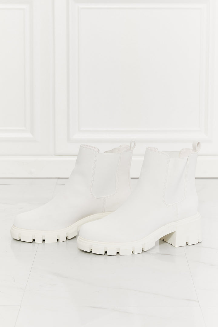 MMShoes Work For It Matte Lug Sole Chelsea Boots in White - Cheeky Chic Boutique