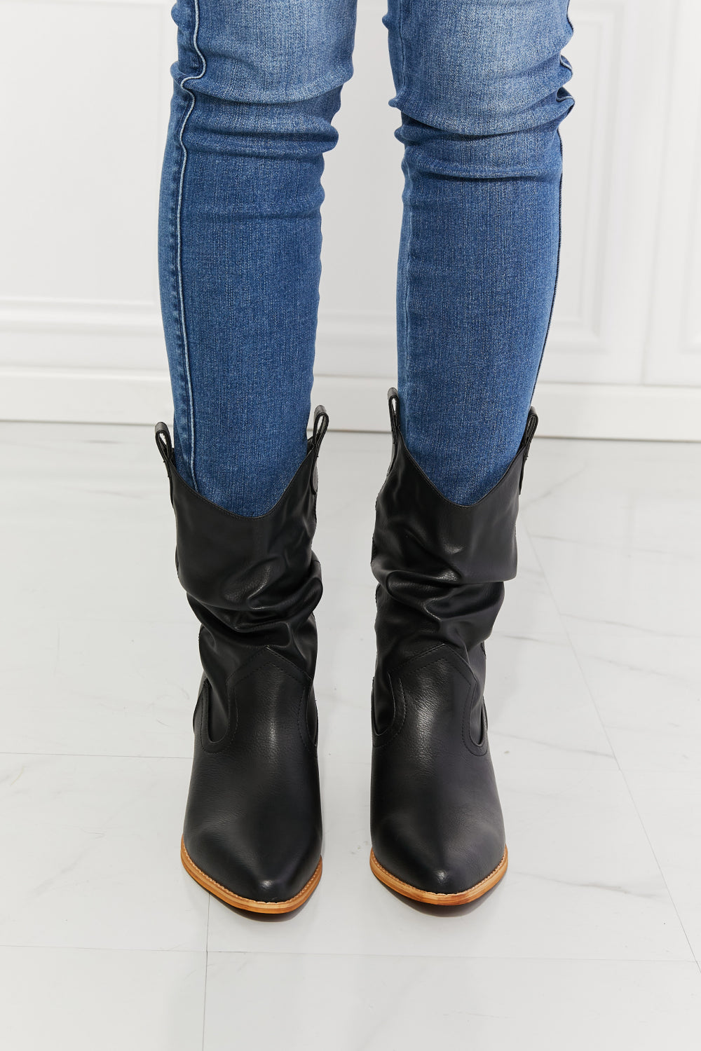 MMShoes Better in Texas Scrunch Cowboy Boots in Black - Cheeky Chic Boutique