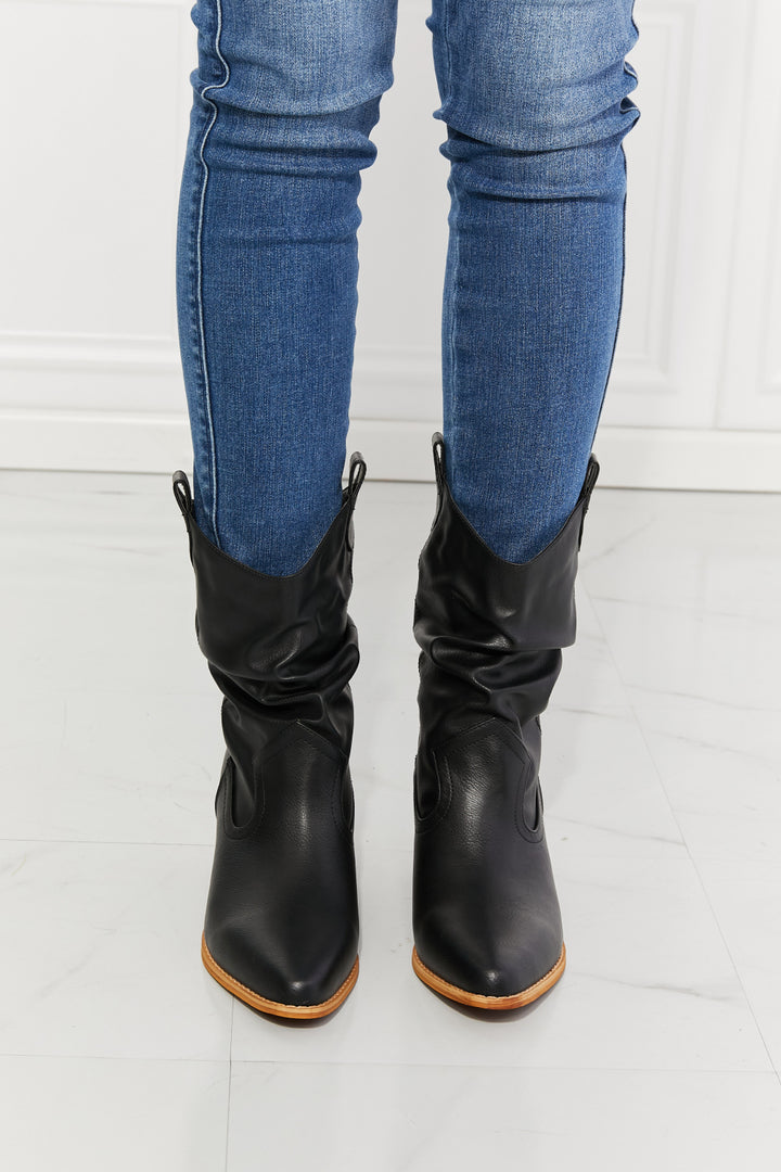 MMShoes Better in Texas Scrunch Cowboy Boots in Black - Cheeky Chic Boutique