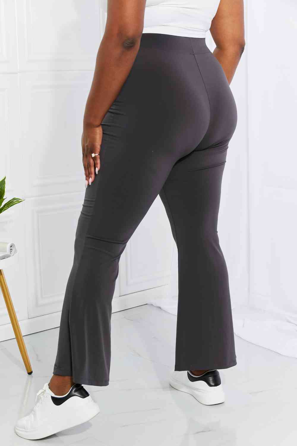 Zenana Full Size First Class High Rise Slit Flare Pants - Cheeky Chic Boutique
