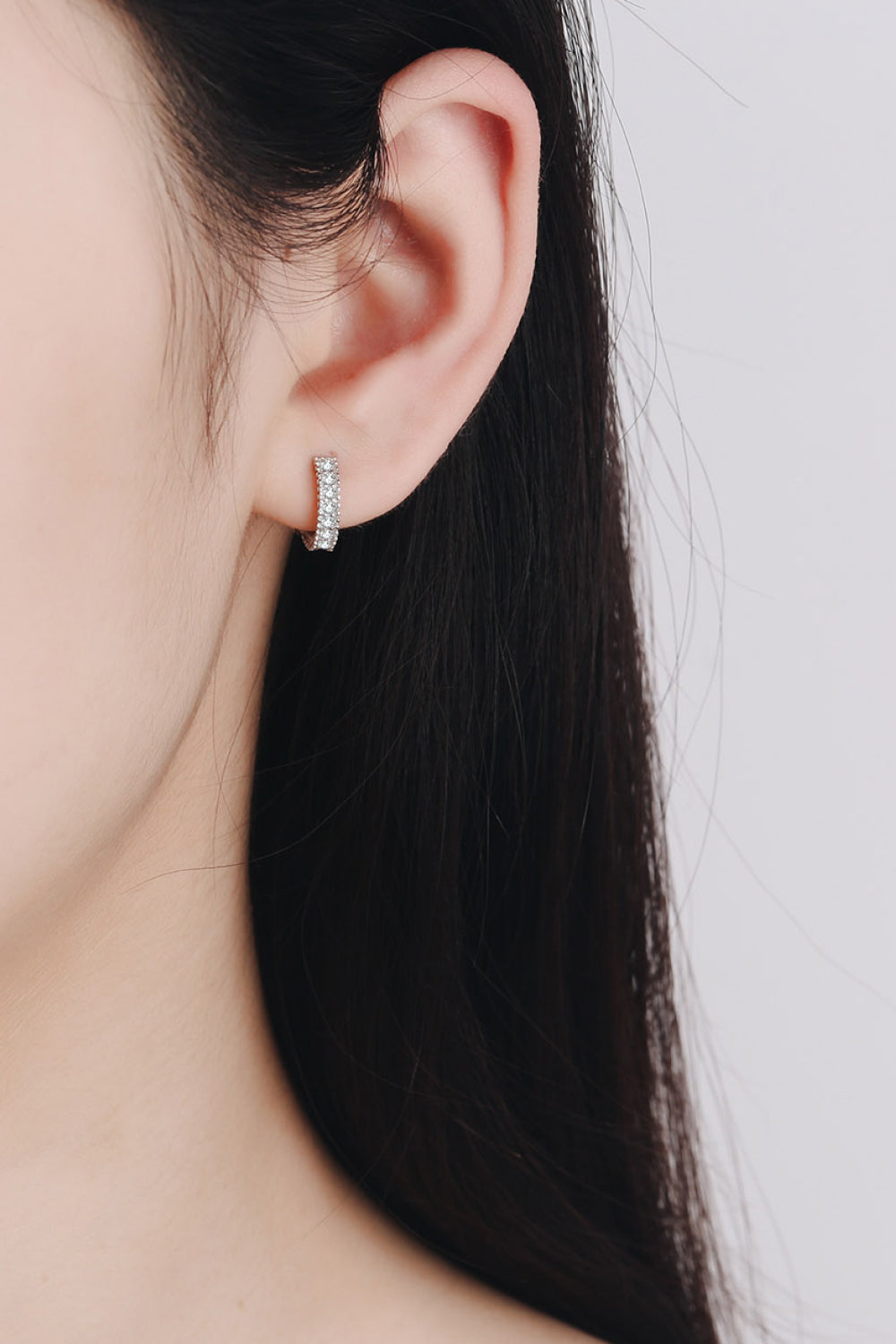 925 Sterling Silver Inlaid Moissanite Huggie Earrings - Cheeky Chic Boutique