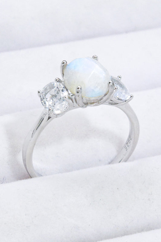 Natural Moonstone and Zircon Ring - Cheeky Chic Boutique