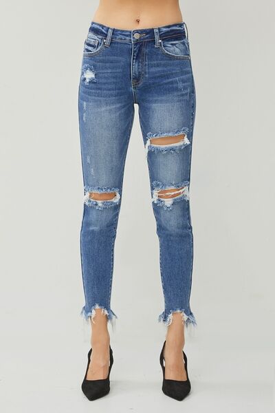 In A Moment RISEN Distressed Slim Jeans - Cheeky Chic Boutique