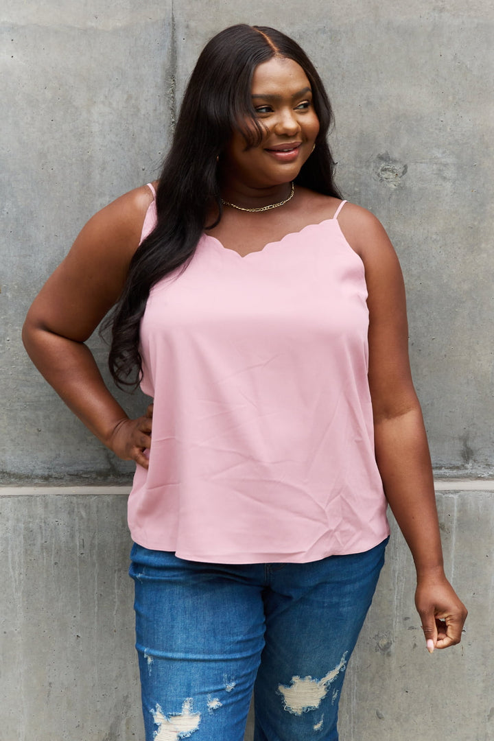 Sweet Lovely By Jen Full Size Scalloped Cami in Rosewood - Cheeky Chic Boutique