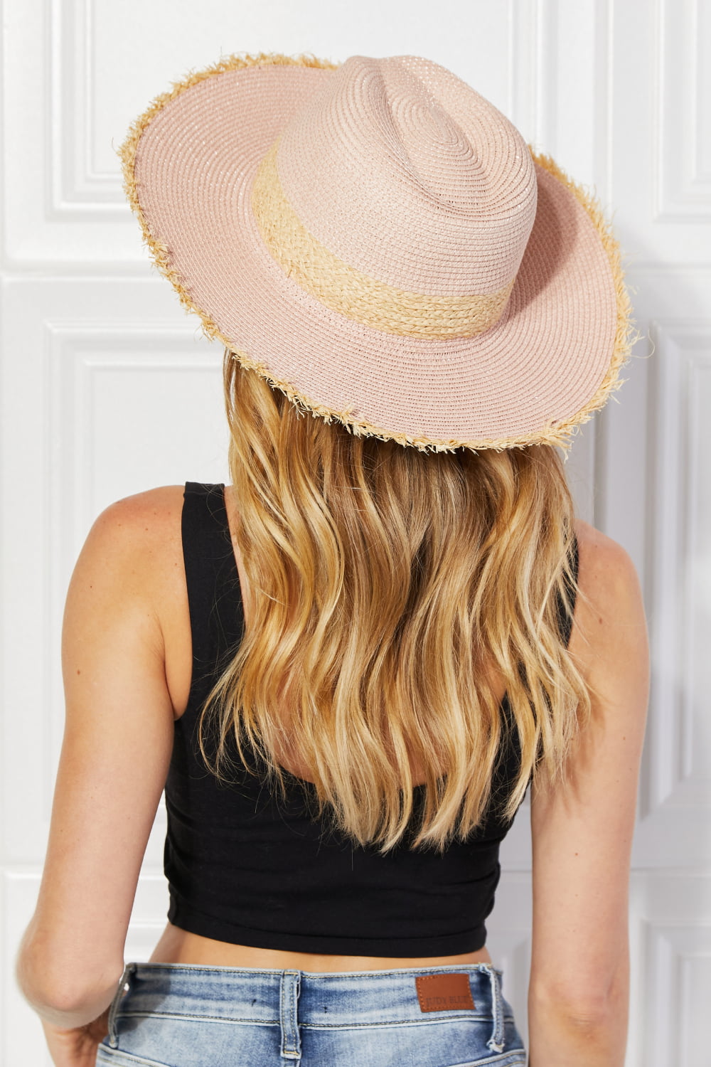 Justin Taylor Poolside Baby Straw Fedora Hat in Pale Blush - Cheeky Chic Boutique