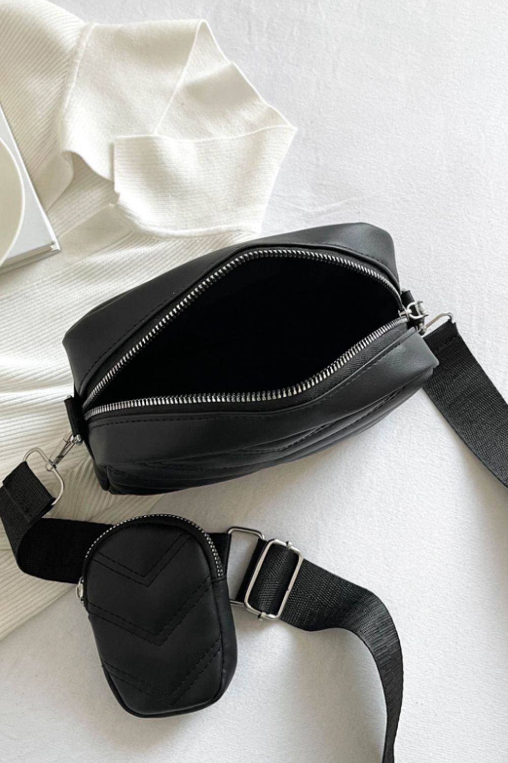 PU Leather Shoulder Bag with Small Purse - Cheeky Chic Boutique