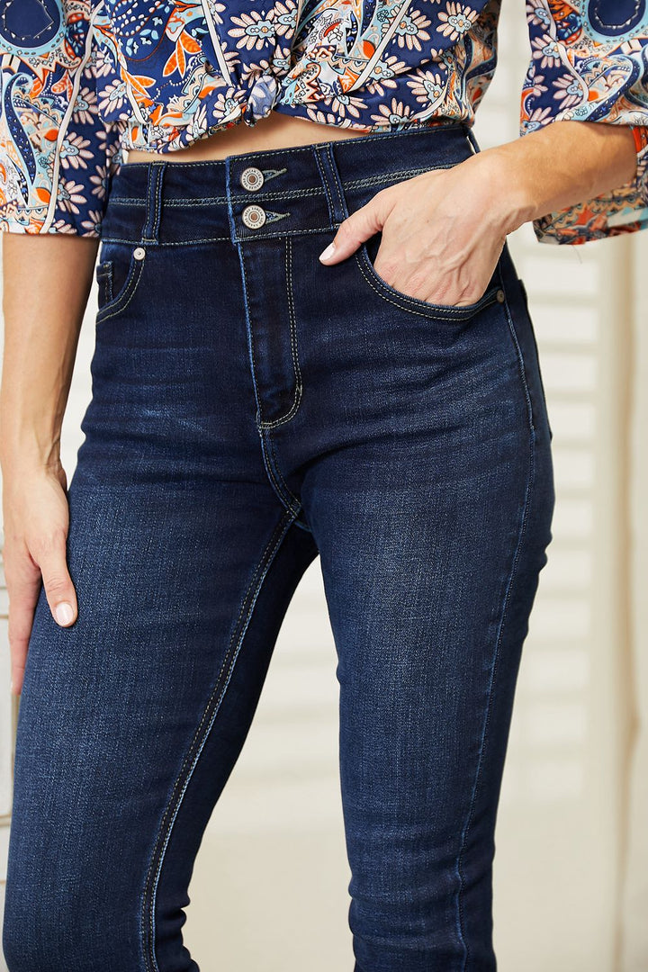 Kancan Full Size High Rise Wide Waistband Bootcut Jeans - Cheeky Chic Boutique